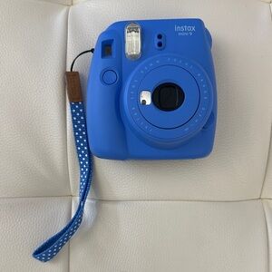 Instax Mini 9 in Bright Blue with Polka Dot Strap